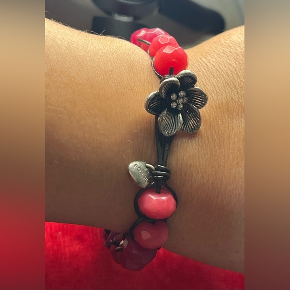 Fossil Multicolor Beaded Bracelet with Flowers clasp - Picture 8 of 9